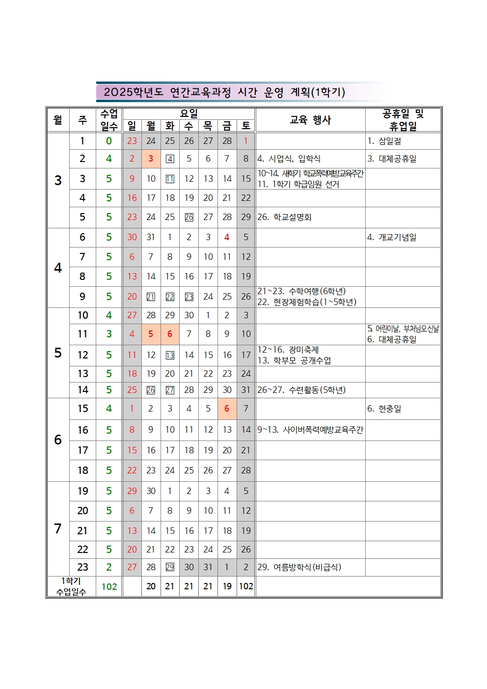 2025. 학사일정001